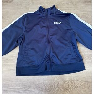 Mighty Fine NASA Track Jacket Navy Blue Full Zip Space Shuttle Graphic XL